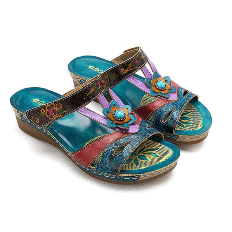 Ethnic style flower sandals