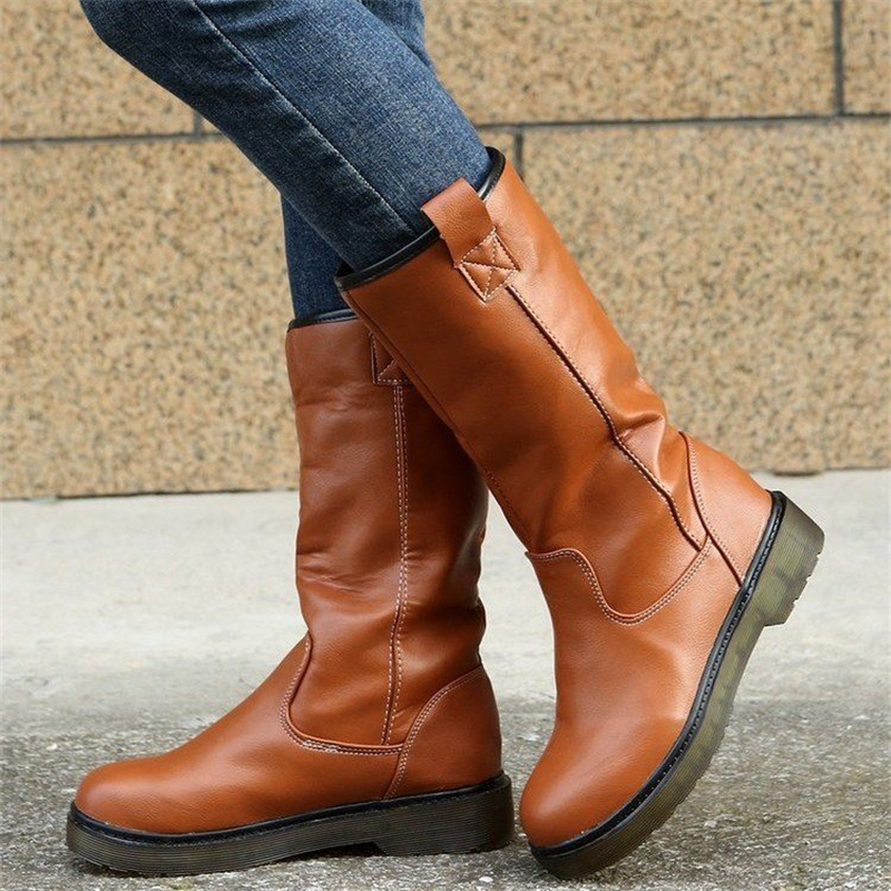 Ladies Retro Round Head Lamb Wool Snow Boots