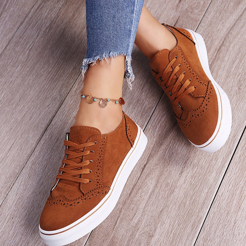 Solid Color Lace Up Fashion Casual Shoes