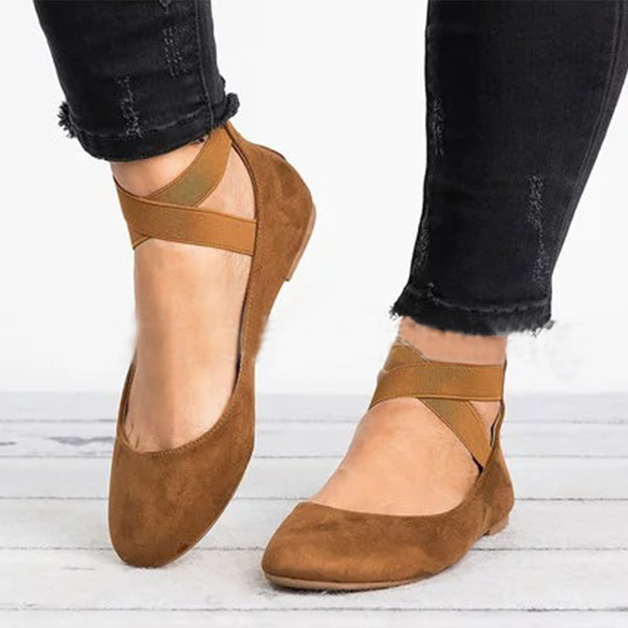 Plain  Flat  Velvet  Ankle Strap  Round Toe  Basic Date Comfort Flats