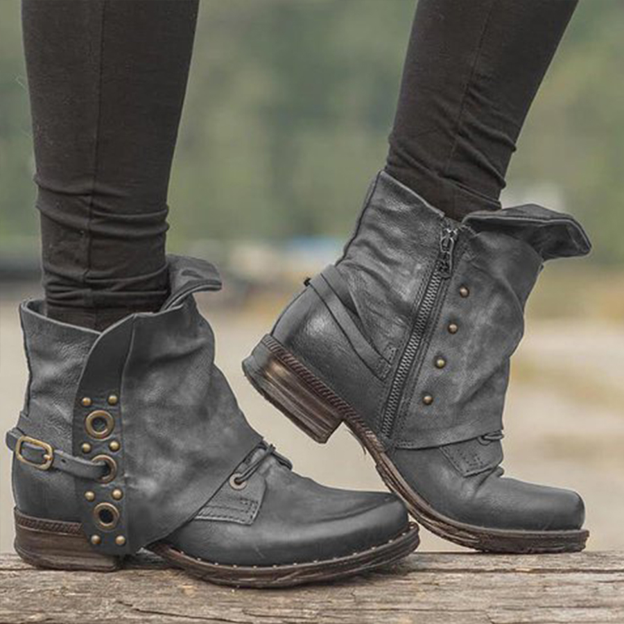 Plain Round Toe Date Outdoor Flat Boots