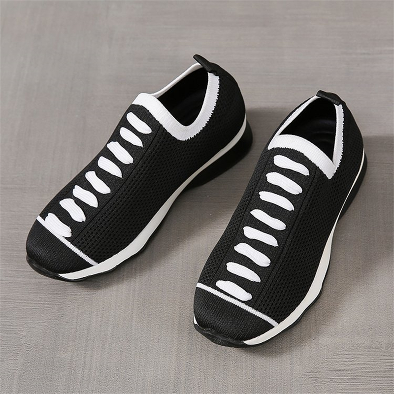 Ladies Round Toe Knit Sneakers