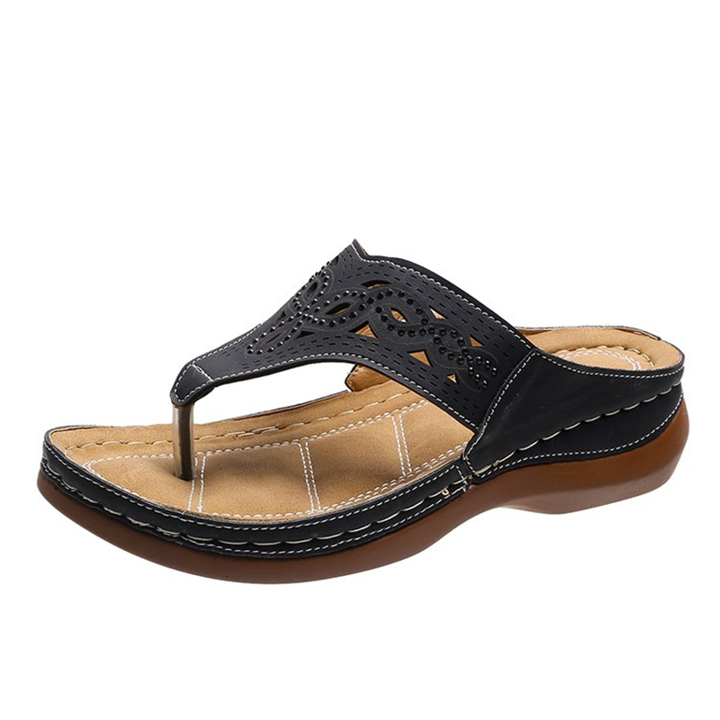 Ethnic Style Round Head Hot Brick Thick Bottom Slippers