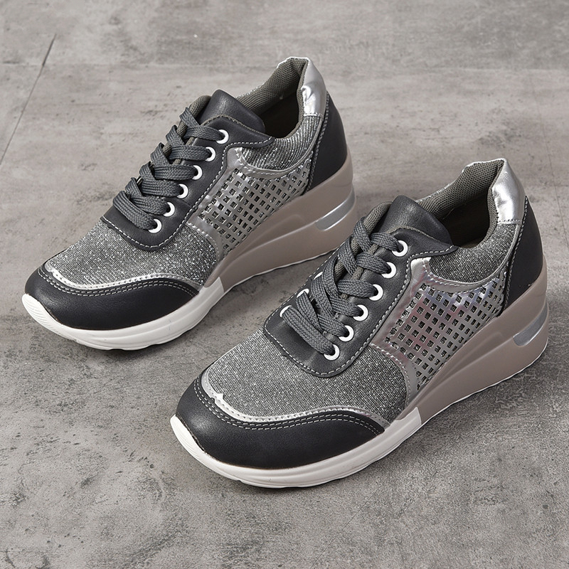 Ladies Round Toe Perforated Breathable Sneakers