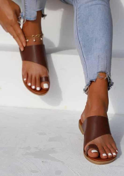 Summer Toe Ring Flat Slippers